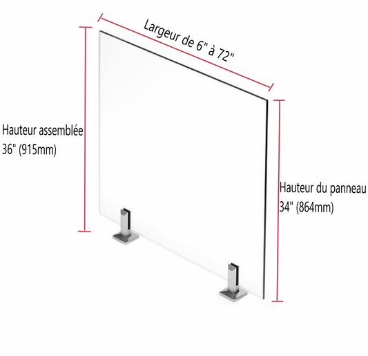 Verre trempé 12mm x 36" - Rampe de balcon - Rampe intérieure