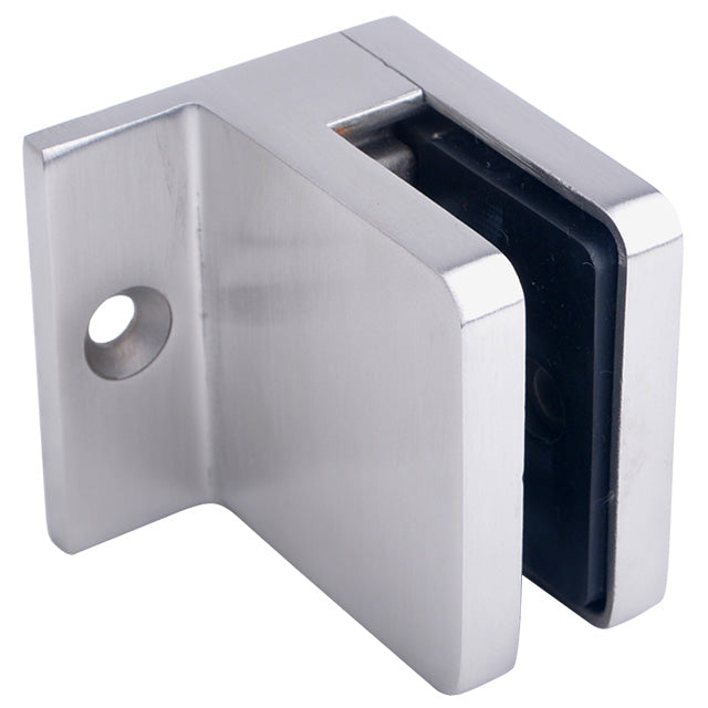 Pince à Verre - Verre à Mur - Verre à Poteau — Acier inoxydable brossé / Commerciale / Ancrage latéral surface plate