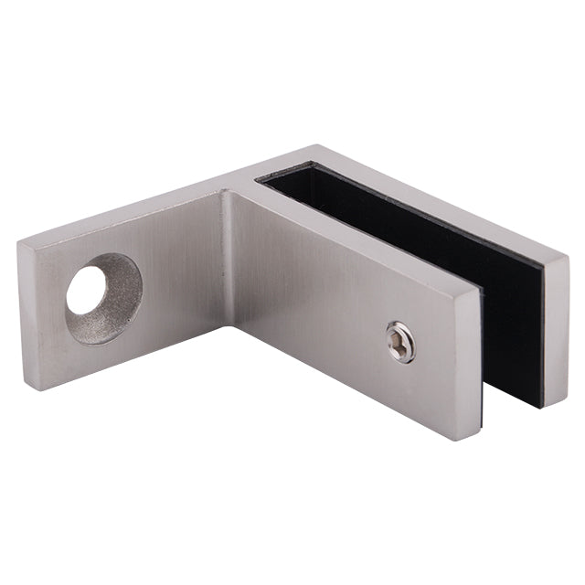 Pince à Verre - Verre à Mur - Verre à Poteau — Acier inoxydable brossé / Verre à surface plate