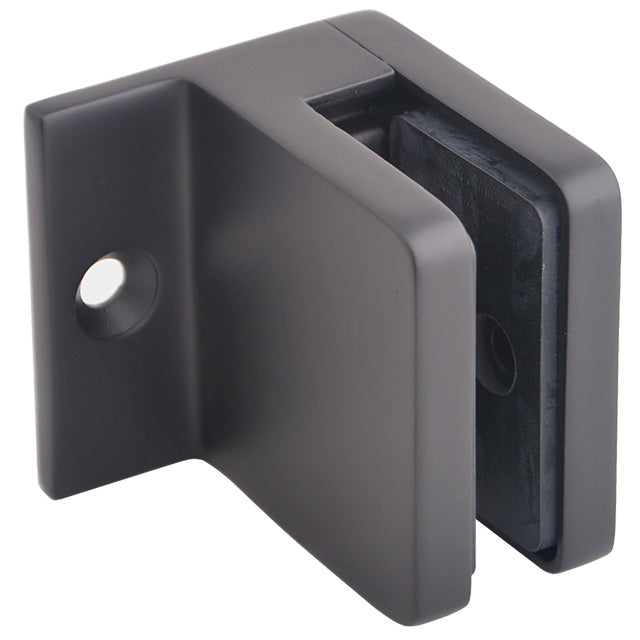 Pince à Verre - Verre à Mur - Verre à Poteau — Noir mat / Commerciale / Ancrage latéral surface plate