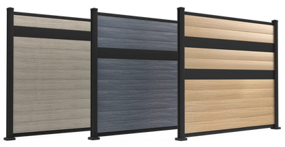 Panneau d'intimité 6'6" x 6' - Premium - Original — Carbonisé / Hor. Planche Alu Noir / Noir mât