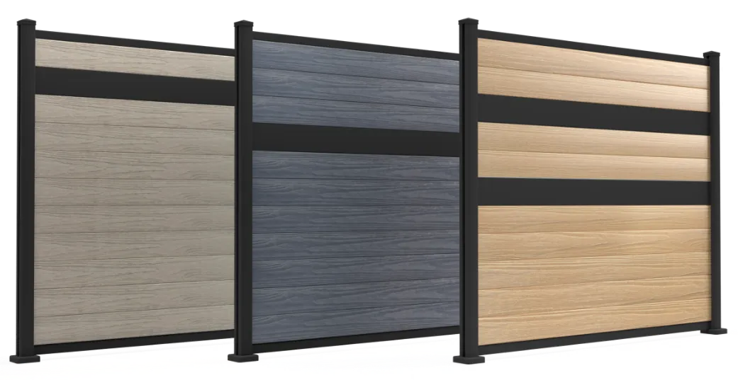 Panneau d'intimité 6'6" x 6' - Natural - Original — Teck / Hor. Planche Alu Noir / Noir mât