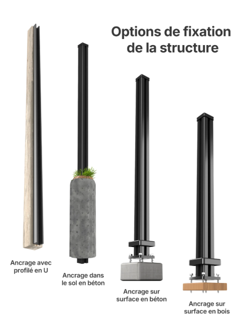 Poteau rainuré 6,4 cm × 6,4 cm - Ezfence Slim